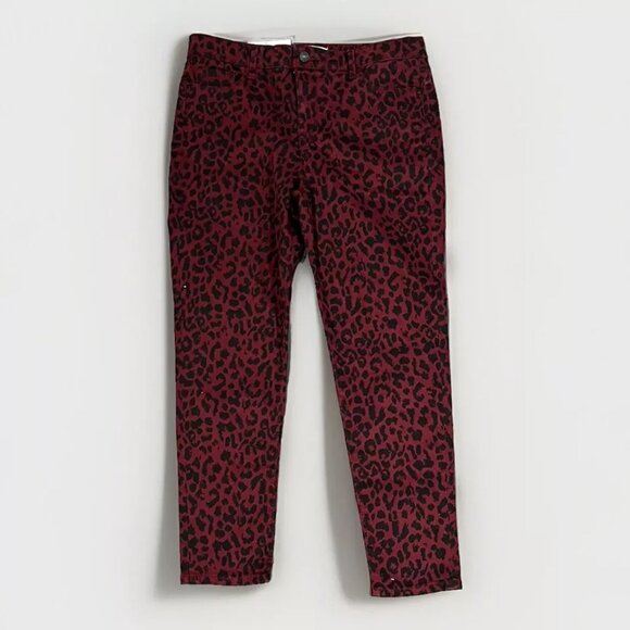 social standard by sanctuary womens skinny jeans size 10 leopard print maroon - Picture 2 of 5